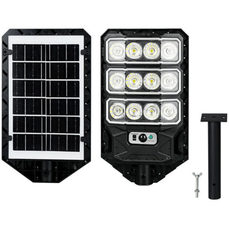 Outdoor solar street light with remote control, solar street light (outdoor), motion detector, waterproof LED solar street light for parking lots, courtyards and streets, 12 LEDs
