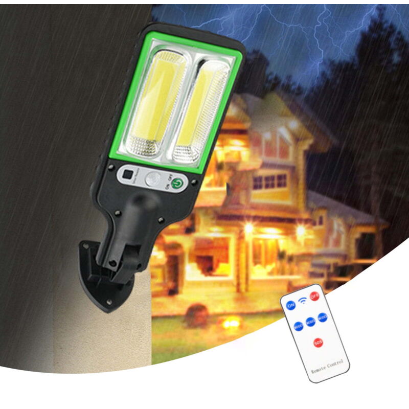 Outdoor solar streetlights, 3-mode LED outdoor streetlight, wide-angle LED light with motion sensor and remote control
