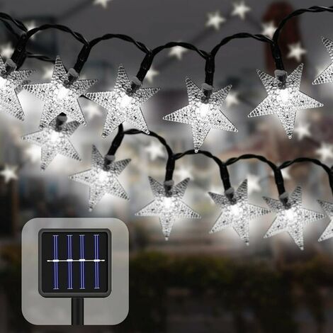 Outdoor Solar String Lights 7M 50 LED Waterproof Star Decorative Christmas Solar Lamp for Party, Wedding, Garden, Shop, Home Outdoor (white)