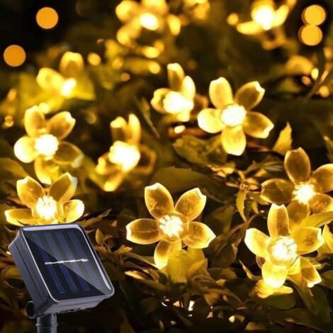 Outdoor Solar String Lights Cherry Blossom Fairy 50LED 8 Modes Waterproof Garden Patio Christmas Indoor Decoration Warm White [Energy Class A+++]