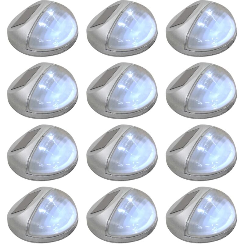 Outdoor Solar Wall Lamps led 12 pcs Round Silver Vidaxl