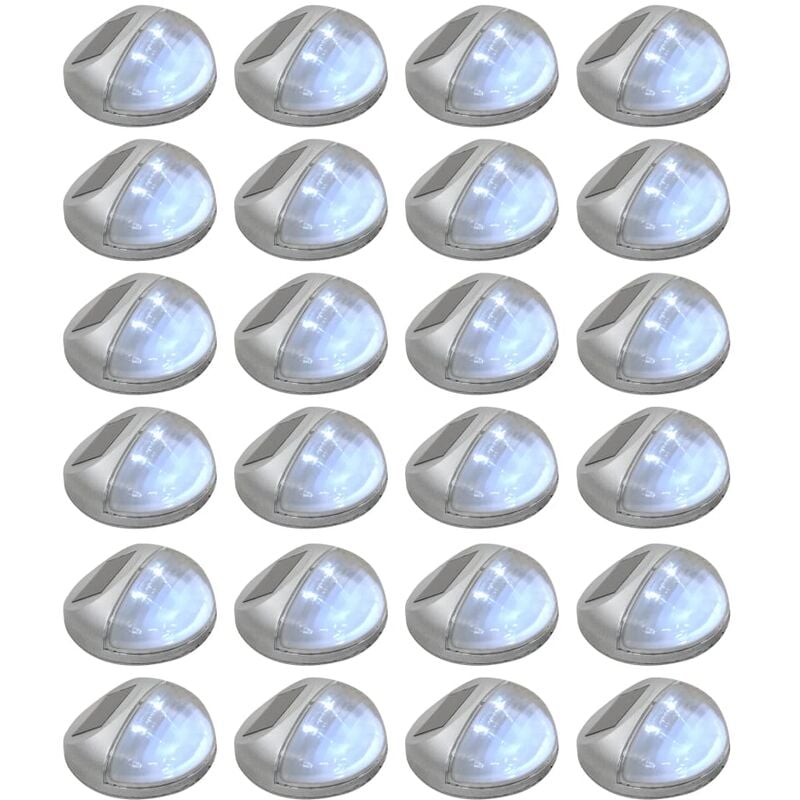 Outdoor Solar Wall Lamps LED 24 pcs Round Silver - Silver