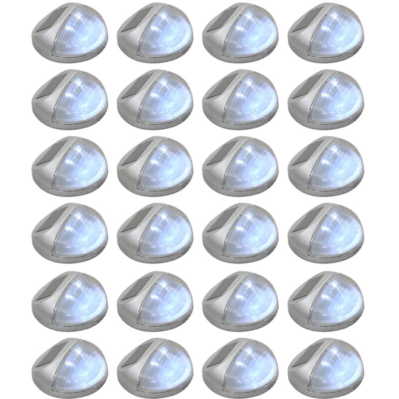 Outdoor Solar Wall Lamps LED 24 pcs Round Silver - Silver - Vidaxl