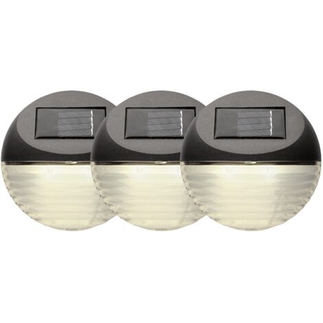 Outdoor Solar-Wandleuchten ,Fency', 3er-Set, Dämmerungssensor, braun, warmweiß, Ø 11cm