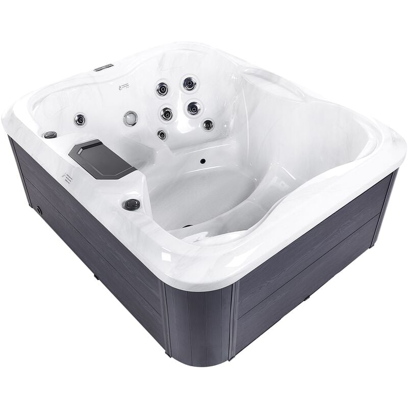 Beliani - Outdoor Spa Hot Tub 4 Seater White Acrylic Aluminium Heating led Light Arcelia - White