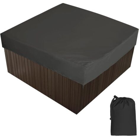 Outdoor-Spa-Plane, wasserdichte quadratische Spa-Plane, 190t Polyester, staubdicht, UV-beständig, mit Aufbewahrungstasche, 7 Größen zur Auswahl, schwarz, 228x228x30cm