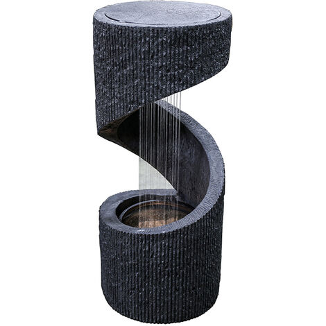 Outdoor Spiral Water Feature - Polyresin - L35 x W35 x H82 cm - Granite