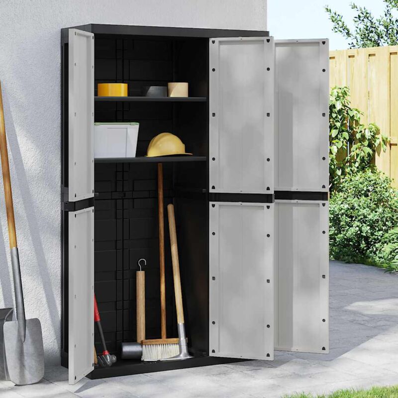 Outdoor Storage Cabinet Grey And Black 97x37x165 Cm Pp Vidaxl