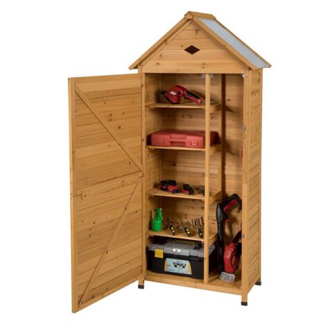 Outdoor Storage Shed Wooden Garden Tool Utility Cabinet Waterproof Asphalt Roof