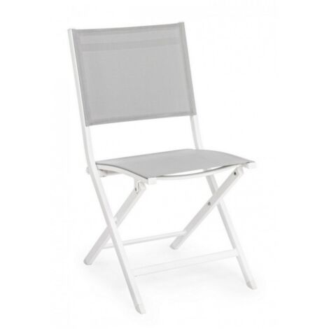 Outdoor-Stuhl aus Aluminium Weiß Grau ELIN 47x57x h88 cm