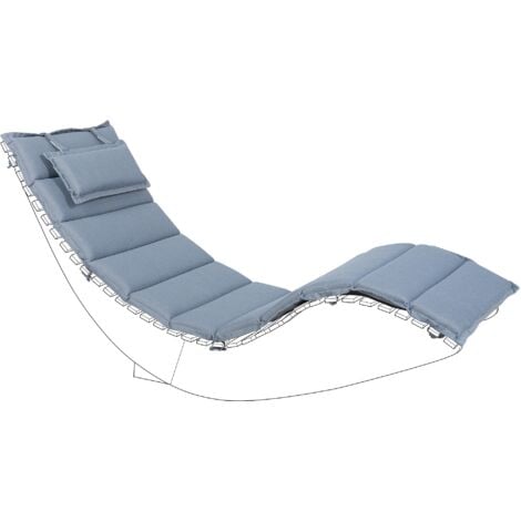 main image of "Outdoor Sun Lounger Cushion Polyester with Head Pillow Blue Brescia"