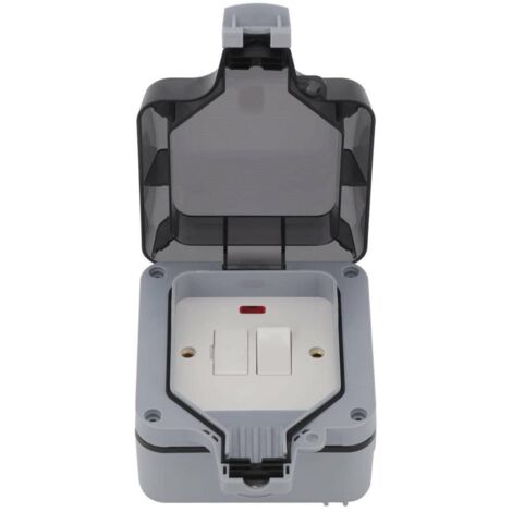 Outdoor Switch Socket Waterproof Fuse Switch 13A Plug Socket Box with Power Indicator Light for Exterior Walls