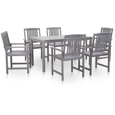 Outdoor Table And Chair  Grey Wash  Solid Acacia Wood  Large vidaXL