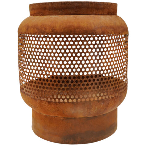 Outdoor Tall Buttermere Basket Fire Pit - Metal - L45.5 x W45.5 x H51 cm - Rust
