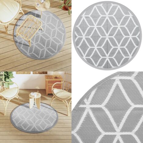 Outdoor-Teppich ARAKIL Grau Ø120 cm PP - Außenbereich - Gartenmöbel - Terrassenbelag - Balkondecke - Sonnenschutz - Home & Living