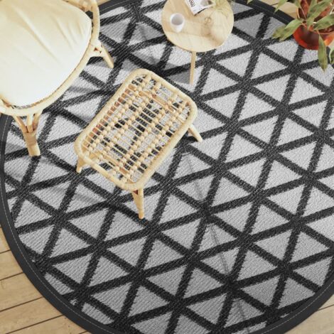 Outdoor-Teppich ARAKIL Schwarz Ø200 cm PP vidaXL