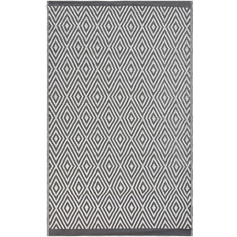 Outdoor Teppich Grau Polypropylen 120 x 180 cm zweiseitig Terrasse Balkon Garten Ausstattung Wohnzimmer Salon Diele Flur