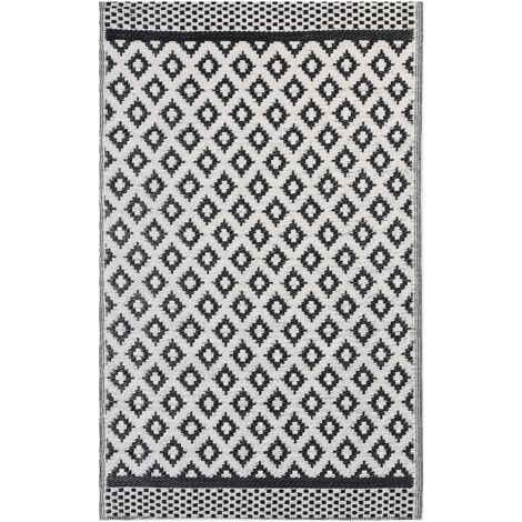 Outdoor Teppich schwarz 120 x 180 cm geometrisches Muster THANE
