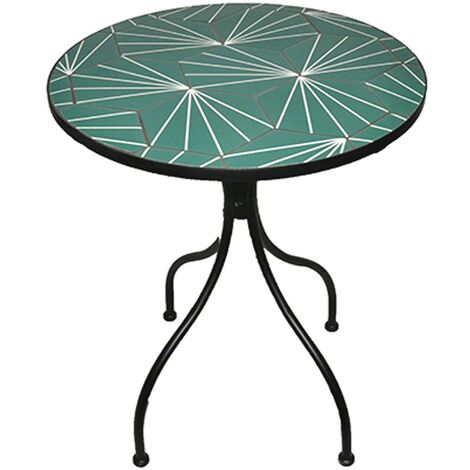 Outdoor -Tisch in Stahl- und Keramik -Top Ø80xh75 cm Decojardin New Age
