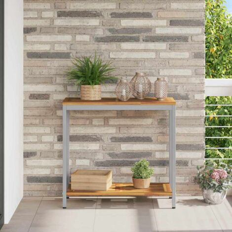 outdoor Tisch mit Speicher Natur und Grau 80 x 35 x 75 cm vidaXL