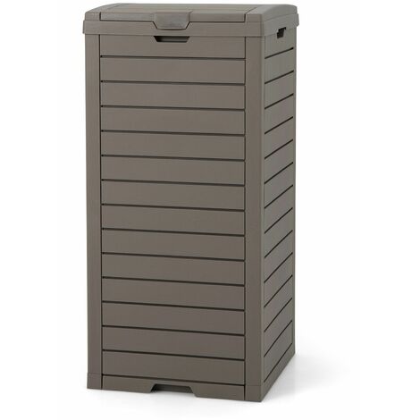 Outdoor Trash Waste Bin 140 L Large Trash Bin with Lid & Pull-out Liquid Tray