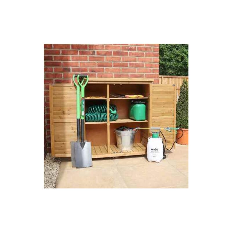 Outdoor Treated Wooden Garden Storage Cabinet with Two Shelves