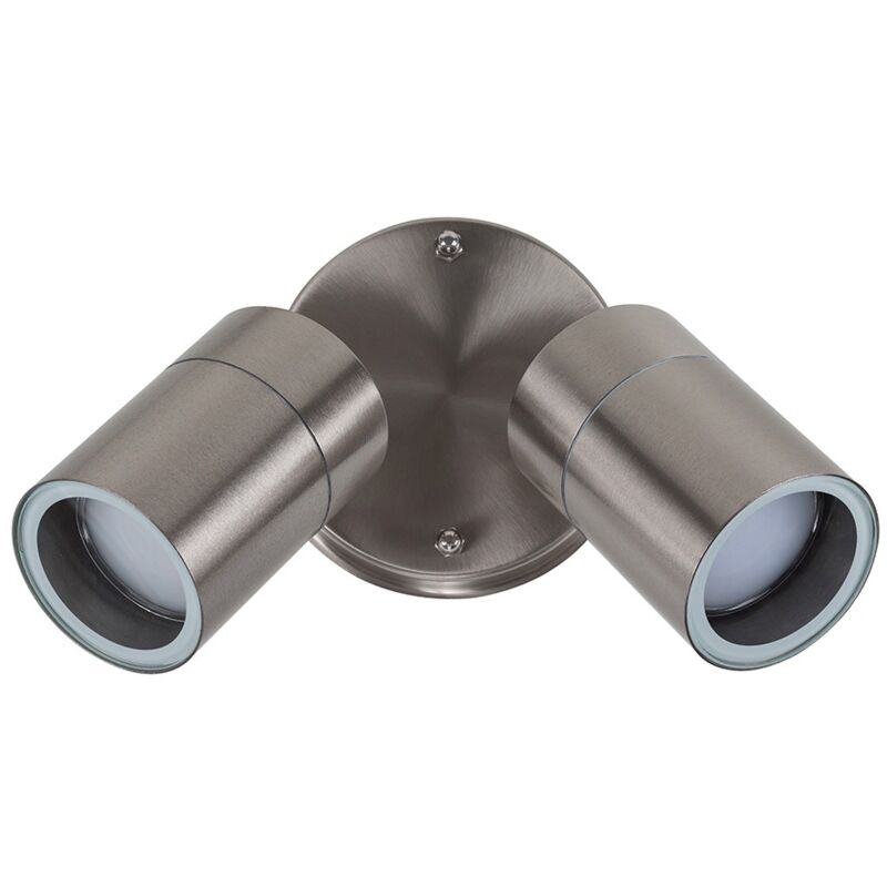 Outdoor Twin Wall Spotlight Stainless Steel Garden IP44 Rated No Bulb