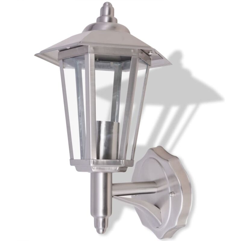 Outdoor Uplight Wall Lantern Stainless Steel - Silver - Vidaxl