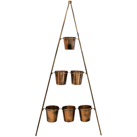 Outdoor Vertical Wall Plant Stand with Planters - Metal - L51 x W51 x H128 cm - Gold