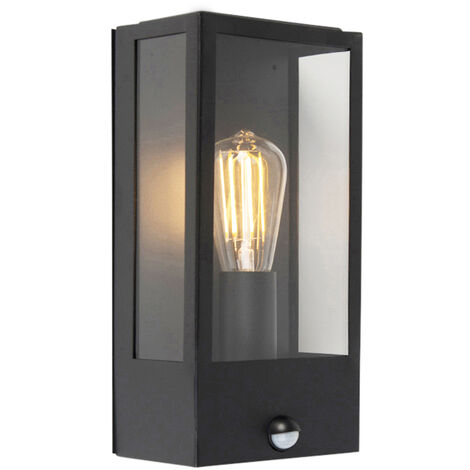 Outdoor wall lamp black with motion detector IP44 - Rotterdam 1