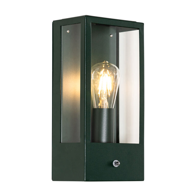 Qazqa - Outdoor Wall Light Dark Green With Dusk Sensor Ip44 - Rotterdam