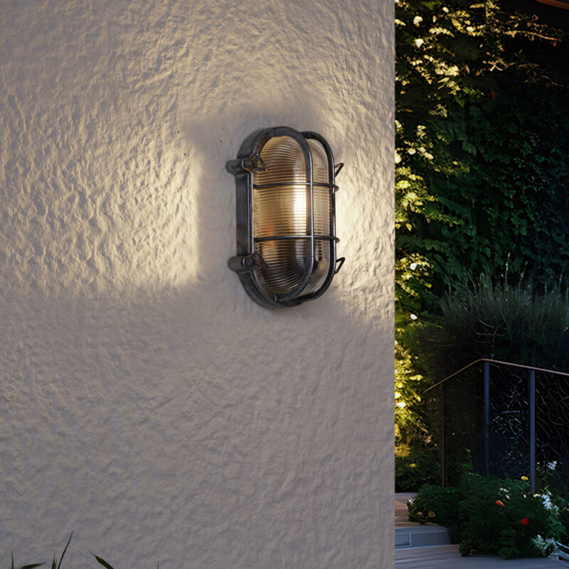 Image of Outdoor Wall Lamp Silver Oval IP44&hellip;