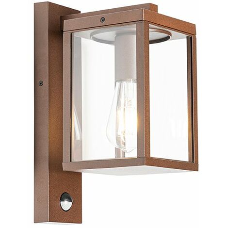Outdoor Wall Lantern Rust Brown with Motion Sensor IP44 - Charlois