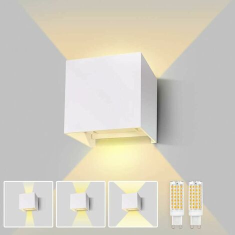 Outdoor Wall Light Adjustable Beam Angle LED Outdoor Lamp Warm White 3000K Outdoor Wall Lamp Aluminum Outdoor Wall Lamp Suitable for Indoor/Outdoor(White)