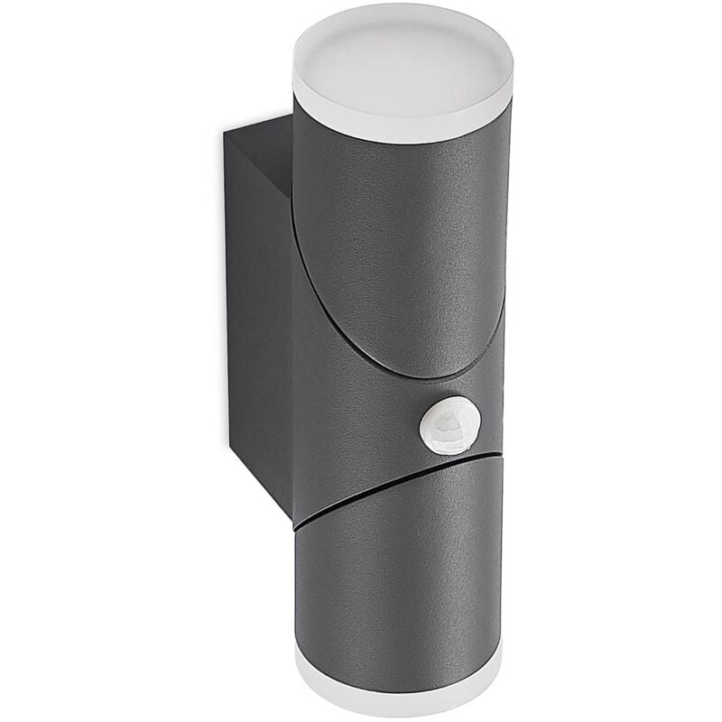 Lindby - Outdoor Wall Light Aspynwith motion detector (modern) in Black made of Aluminium (2 light sources,) from dark grey (ral 7016)