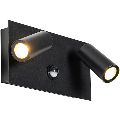 Outdoor Wall Light Black Incl. LED 2-Light Motion Sensor - Simon
