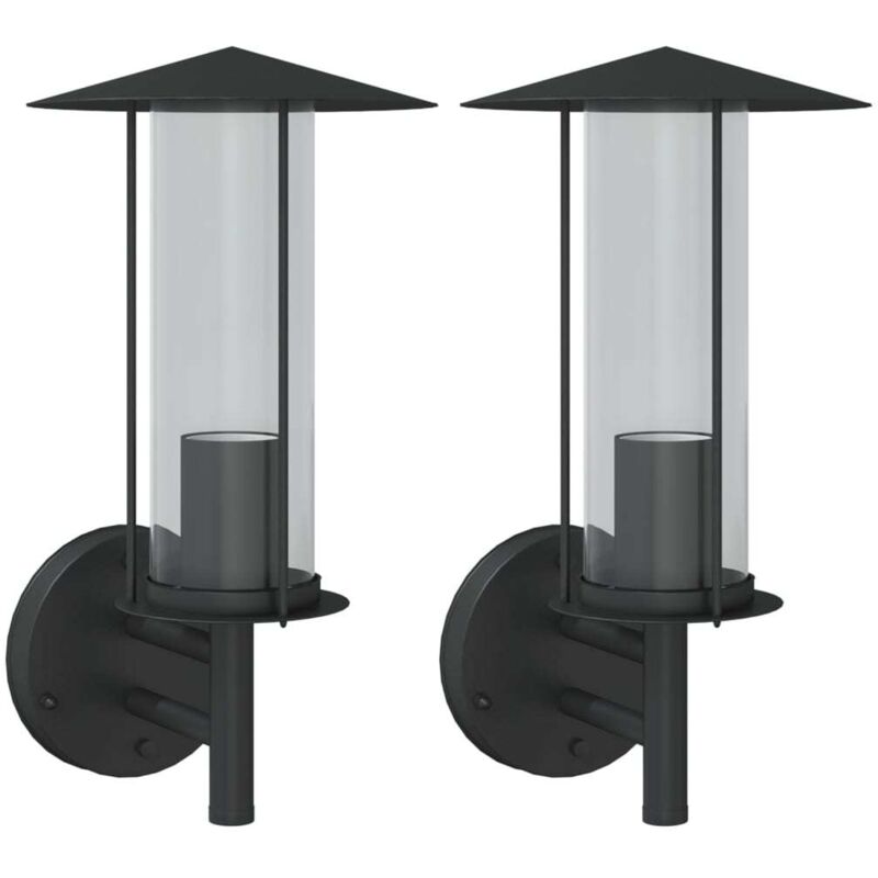 Outdoor Wall Lights 2pcs Black Stainless Steel Vidaxl