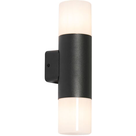 Outdoor Wall Light Black with Opal Shade 2-Light IP44 - Odense