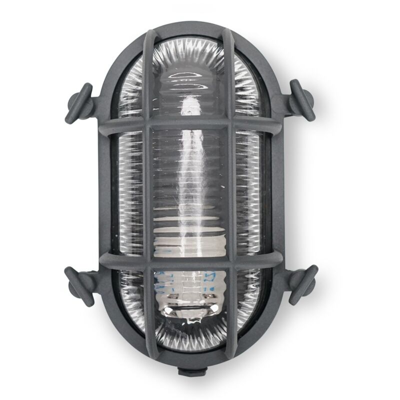 Outdoor Wall Light Bulkhead Security Garden Lantern led 4W Bulb - Grey