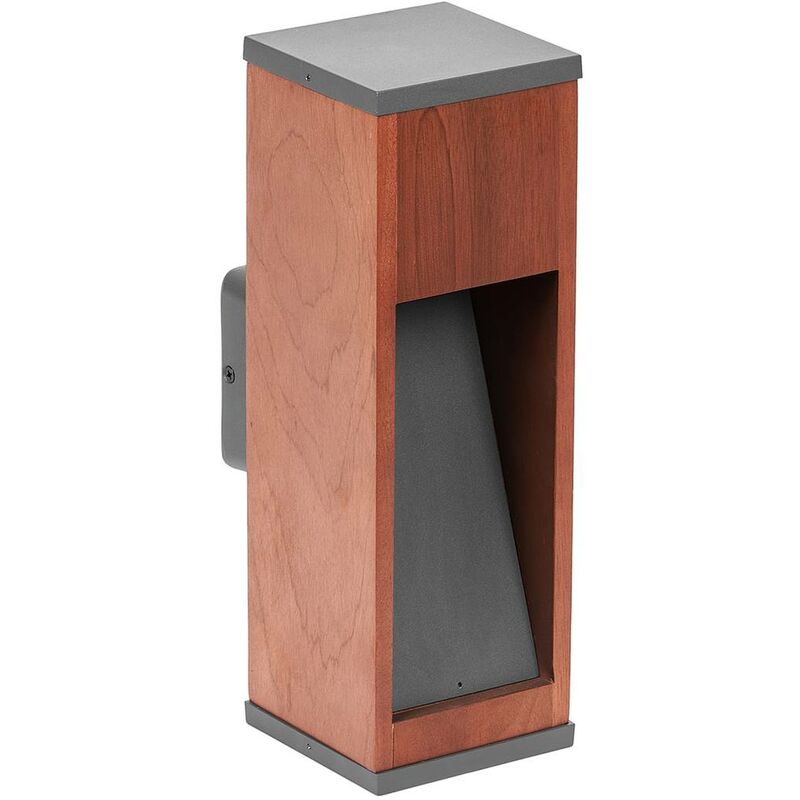 Outdoor Wall Light Fredo (modern) in Brown made of Wood (1 light source, GU10) from Lindby dark wood, anthracite