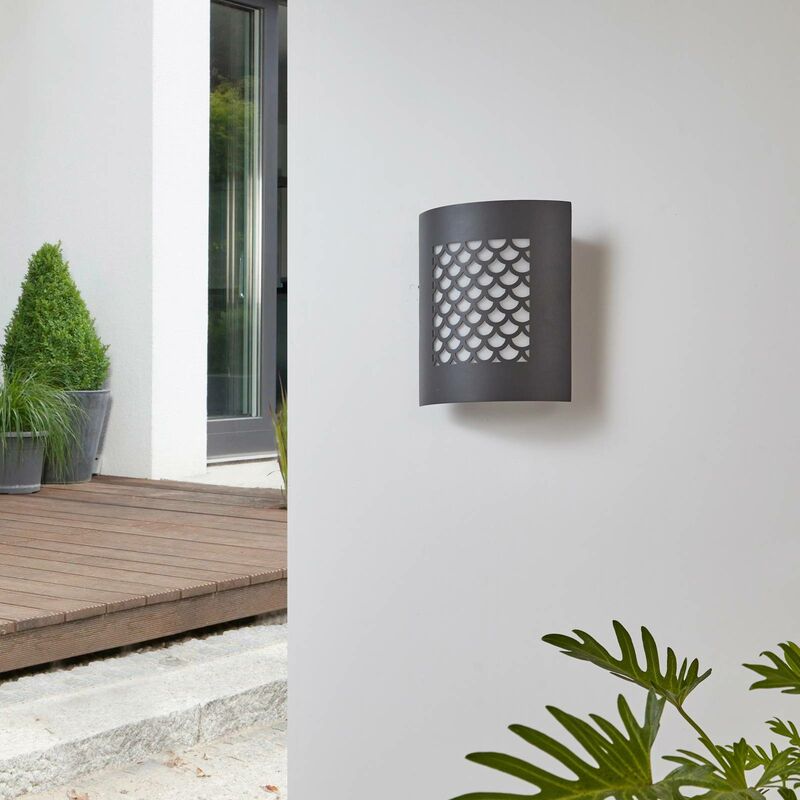 Lindby - Outdoor Wall Light Mailo dimmable (modern) in Silver made of Aluminium (1 light source, E27) from dark grey