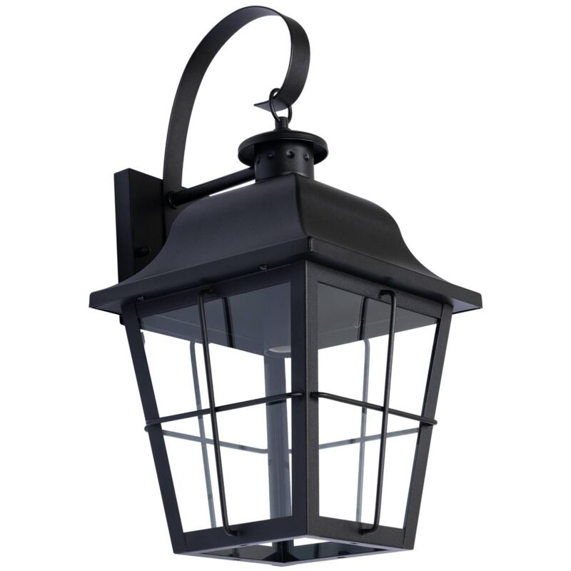 Lindby - Outdoor Wall Light Mertollio dimmable (vintage, antique) in Black made of Metal (1 light source, E27) from black, transparent