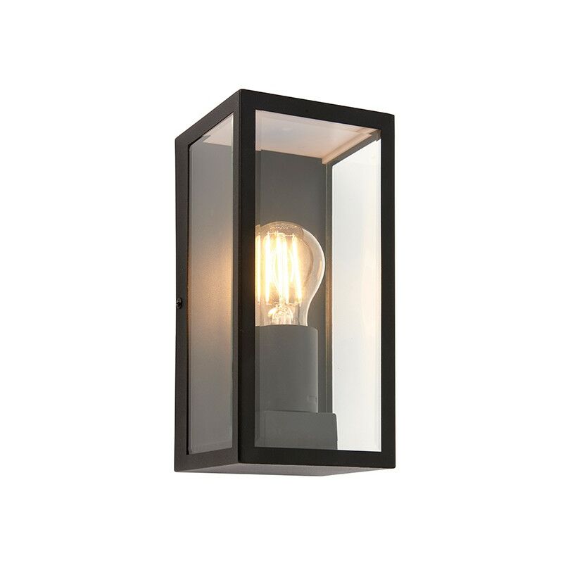 Endon Lighting - Oxford - Outdoor Wall Lamp Matt Black Paint & Clear Glass 1 Light Dimmable IP44 - E27