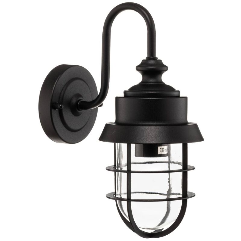 Lindby - Outdoor Wall Light Rellidia dimmable (vintage, antique) in Black made of Metal (1 light source, E27) from black, transparent