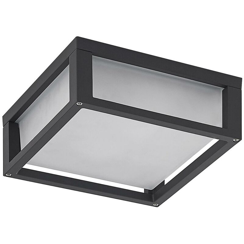 ELC - Outdoor Wall Light Soleila dimmable (modern) in Black made of Aluminium (2 light sources, E27) from dark grey, satin-finished