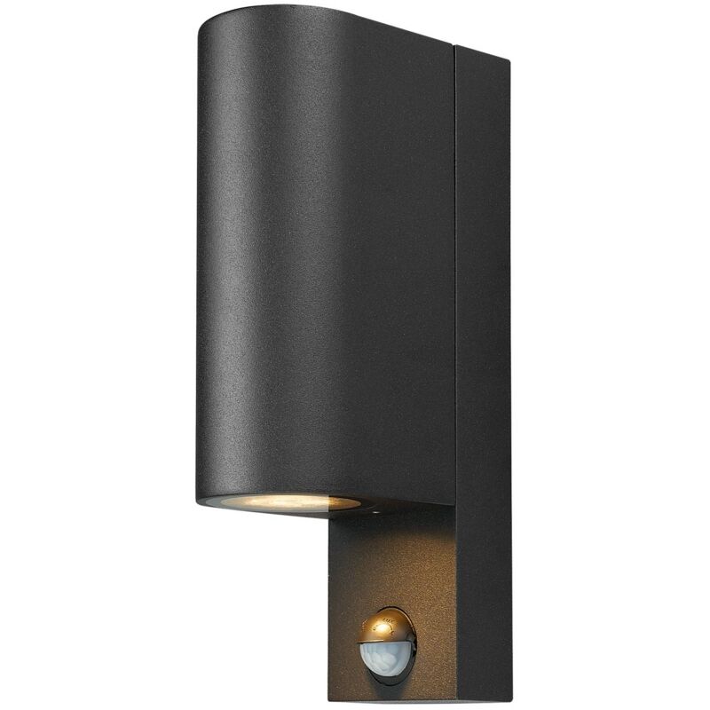Prios - Outdoor Wall Light Tetje dimmablewith motion detector (modern) in Black made of Aluminium (2 light sources, GU10) from black
