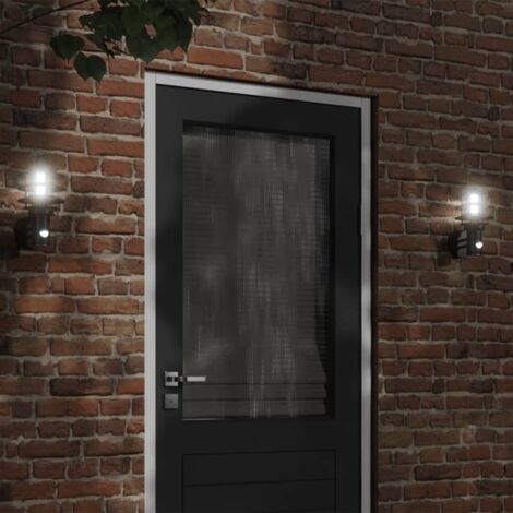 Outdoor Wall Light with Sensor Black Stainless Steel vidaXL