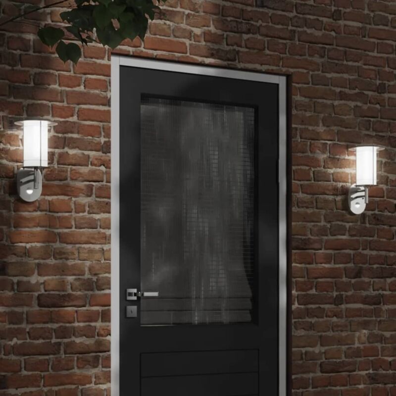 Outdoor Wall Light with Sensor Silver Stainless Steel Vidaxl