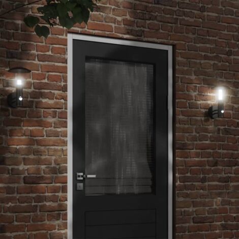 Outdoor Wall Lights with Sensors 2pcs Black Stainless Steel vidaXL