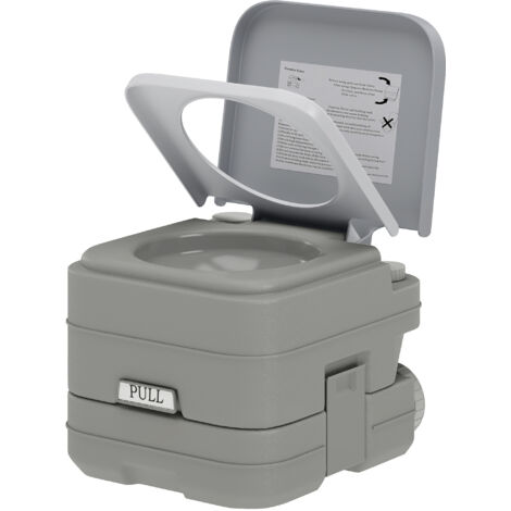 Outdoor-WC, tragbare Toilette, Abfalltank, Spültank, Kunststoff, Deckel, Grau